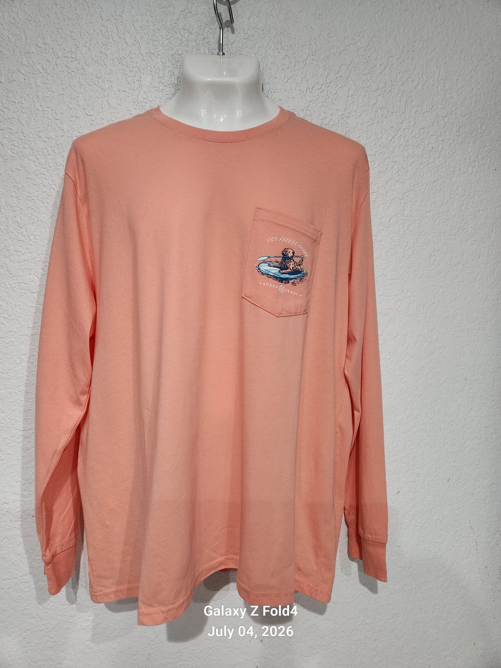 Long-Sleeve Pocket Tee in Peach – Casual Men’s Shirt